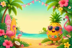 Painel de fundo da festa Havaiana e tropical