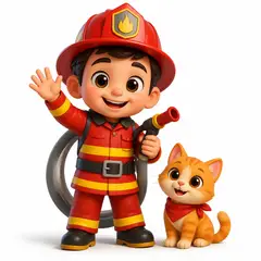 Personagem 3D da festa Bombeiro