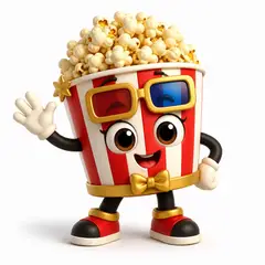 Personagem 3D da festa Cinema e pipoca