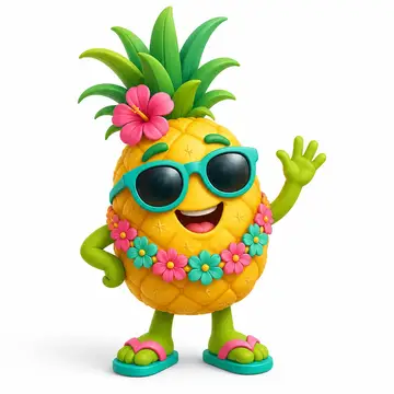Personagem 3D da festa Havaiana e tropical