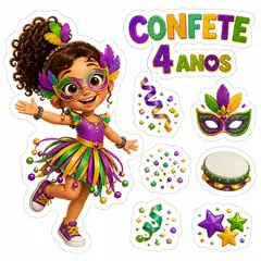 Toppers de bolo e docinhos: Carnaval infantil