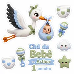 Toppers de bolo e docinhos: Chá de bebê