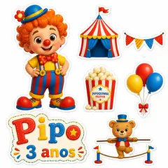 Toppers de bolo e docinhos: Circo