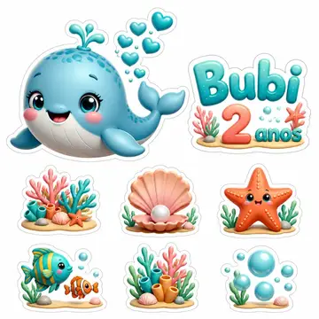 Toppers de bolo e docinhos: Fundo do mar