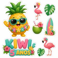 Toppers de bolo e docinhos: Havaiana e tropical