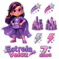 Toppers de bolo e docinhos: Super-heroína