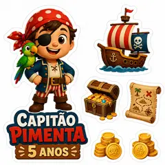 Toppers de bolo e docinhos: Pirata
