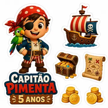 Toppers de bolo e docinhos: Pirata