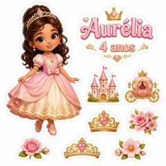 Toppers de bolo e docinhos: Princesa
