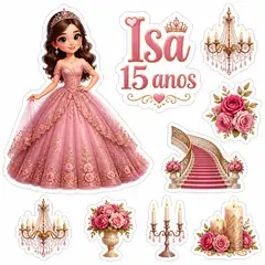 Toppers de bolo e docinhos: 15 anos