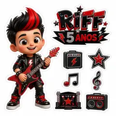 Toppers de bolo e docinhos: Rock star mirim