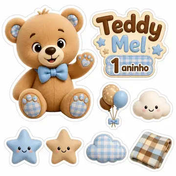 Toppers de bolo e docinhos: Ursinho