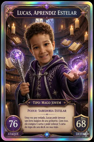 Carta colecionável holográfica: Escola de magia