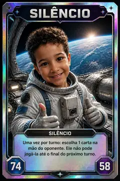 Carta colecionável holográfica: Sobrevivência no espaço