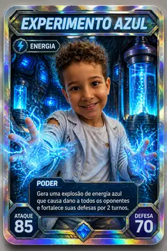 Carta colecionável holográfica: Laboratório de heróis