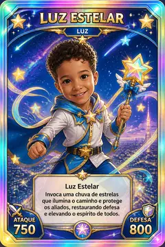 Carta colecionável holográfica: Heroína mágica
