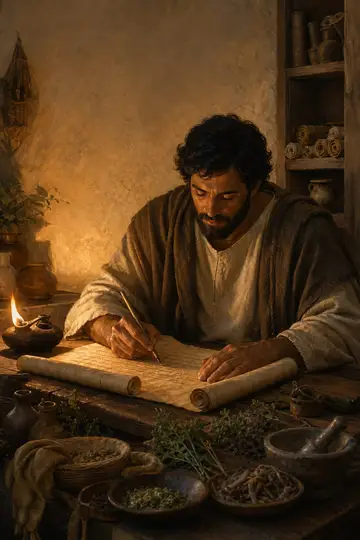 Lucas, o médico, escrevendo o Evangelho — personagem bíblico