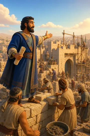 Neemias reconstruindo os muros de Jerusalém — personagem bíblico
