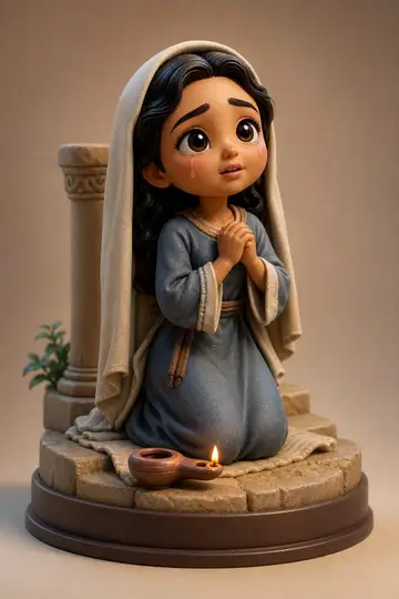Ana, mãe de Samuel em boneco 3D — personagem bíblico