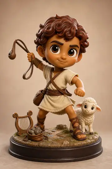 Davi em boneco 3D — personagem bíblico