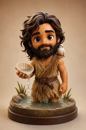 João Batista em boneco 3D — personagem bíblico