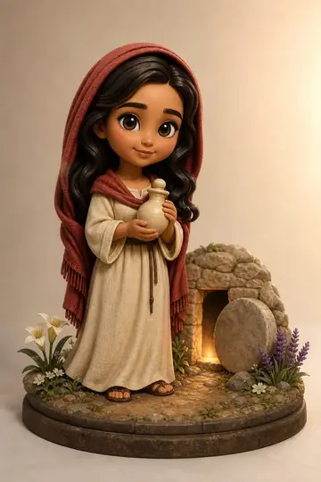 Maria Madalena em boneco 3D — personagem bíblico