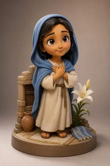Maria em boneco 3D — personagem bíblico