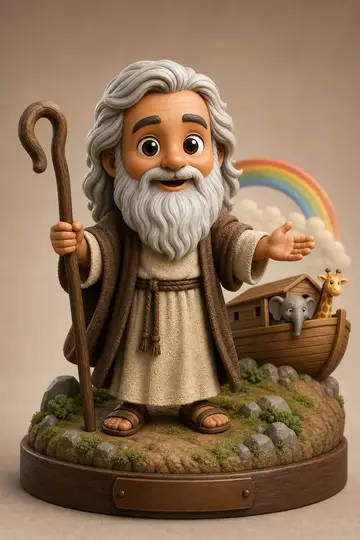 Noé em boneco 3D — personagem bíblico