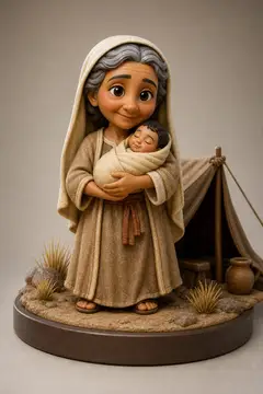Sara em boneco 3D — personagem bíblico