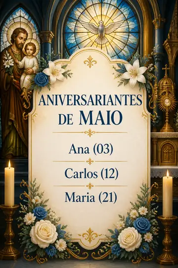 Aniversariantes do mês (paróquia) — católica