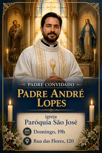 Padre celebrante / pregador (com a foto dele) — católica