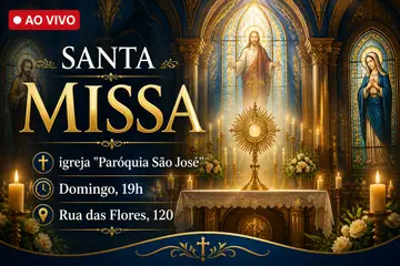 Capa da missa transmitida (YouTube) — católica