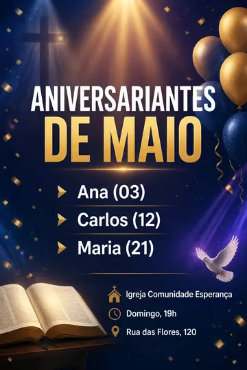 Aniversariantes do mês — evangélica