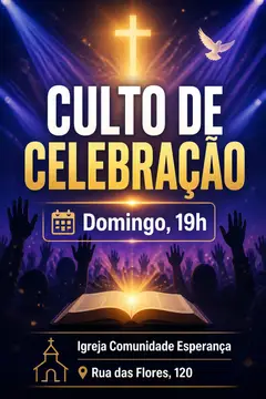 Convite pro culto de domingo (feed) — evangélica