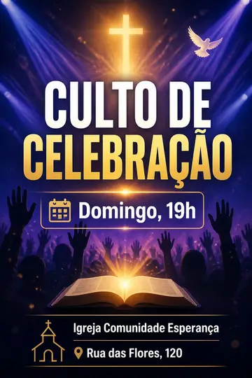Convite pro culto de domingo (feed) — evangélica