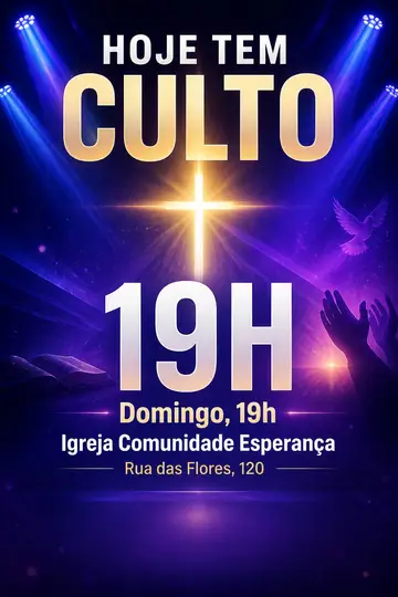 Convite pro culto de domingo (story) — evangélica