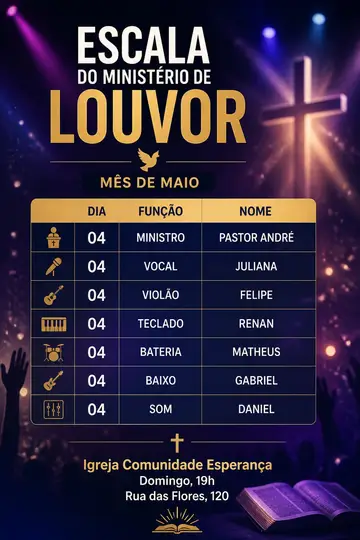 Escala do ministério de louvor — evangélica