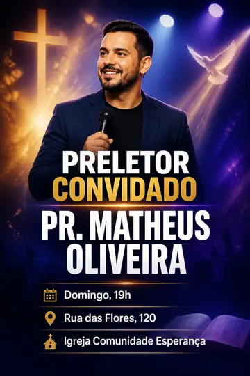 Preletor ou cantor convidado (com a foto dele) — evangélica