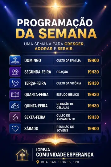 Programação da semana — evangélica