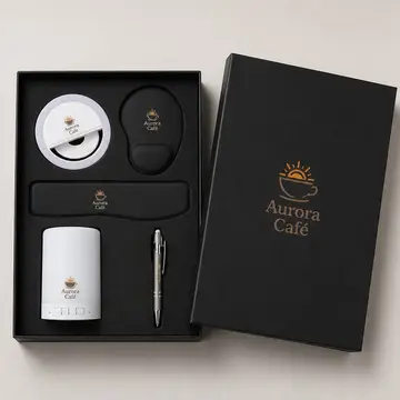 Kit conectado (celular) com a sua marca: caixa cartonada com o logo na tampa