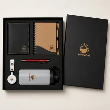 Kit congresso e palestra com a sua marca: caixa cartonada com o logo na tampa