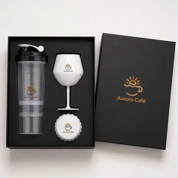 Kit happy hour com a sua marca: caixa cartonada com o logo na tampa