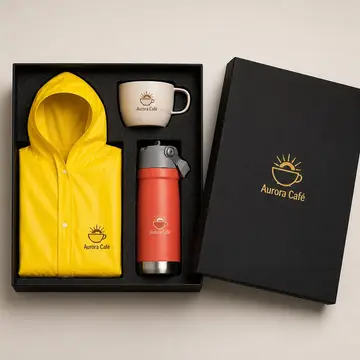 Kit inverno com a sua marca: caixa cartonada com o logo na tampa
