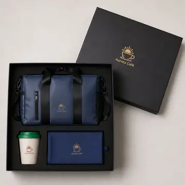 Kit verão e praia com a sua marca: caixa cartonada com o logo na tampa