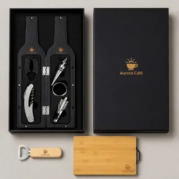 Kit vinho com a sua marca: caixa cartonada com o logo na tampa