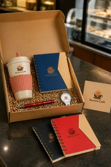 Kit brinde essencial com a sua marca: cena de entrega