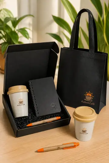 Kit sustentável com a sua marca: cena de entrega