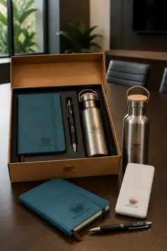 Kit executivo premium com a sua marca: cena de entrega