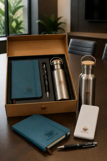 Kit executivo premium com a sua marca: cena de entrega