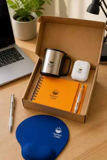 Kit home office com a sua marca: cena de entrega